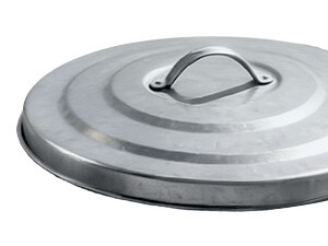 Reinforced Metal Lid on Silver Galvanized Steel Trash Can