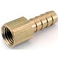 Anderson Metals 129F Series 757002-0404 Hose Adapter, 1/4 in, Barb, 1/4 in, FPT, Brass