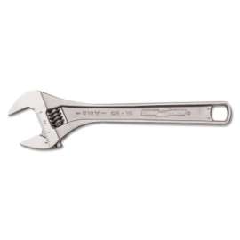 Adjustable Wrenches, 10 in Long, 1-3/8 in Opening, Chrome