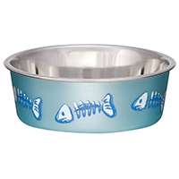Loving Pets 7750 Cat Bowl, 0.5 pt Volume, Stainless Steel, Blue