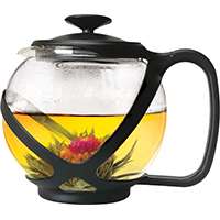 Primula Tempo Series PTA-2340 Teapot, 40 oz Capacity, Borosilicate Glass, Black/Red
