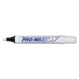 PRO-WASH W Water Removable Paint Markers, 1/8 in Tip, Medium, White