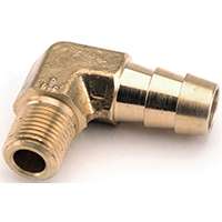 Anderson Metals 129E Series 757020-0604 Hose Elbow, 3/8 in, Barb, 1/4 in, MPT, Brass