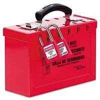 Group Lock Box, 9 1/4 in L x 6 in H x 3 3/4 in W, Steel, Red