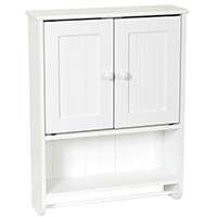 Zenna Home Cottage 9114W Bathroom Cabinet, 2-Door, 1-Shelf, Wood, White