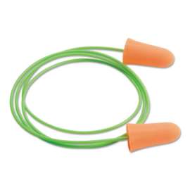 Mellows Foam Ear Plugs, Polyurethane, Bright Orange, Corded