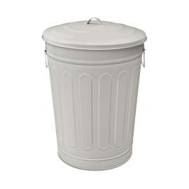 13 Gal Beige Galvanized Steel Round Trash Can with Lid