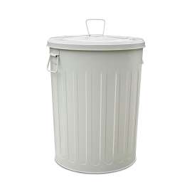 20 Gal Beige Galvanized Steel Round Trash Can with Lid
