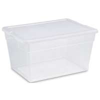 Sterilite 16598008 Storage Box, 56 qt Capacity, Plastic, Clear/White