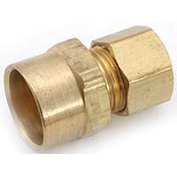 Anderson Metals 750086-0610 Tube Adapter, 3/8 x 5/8 in Sweat x Compression, Brass