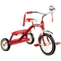 RADIO FLYER 33 Dual Deck Tricycle, 49 lb Weight Capacity, 12 x 1-1/4 in Front Wheel, 7 x 1-1/2 in Rear Wheel, Red