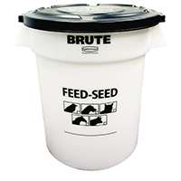 Rubbermaid Brute 1868861 Feed-Seed Container with Lid, 20 gal Capacity, Plastic, White