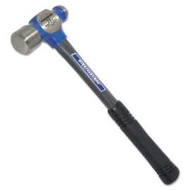Ball Pein Hammer, Straight Fiberglass Handle, 14 1/2 in, Forged Steel 24 oz Head