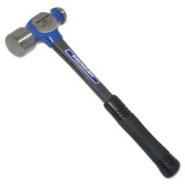 Ball Pein Hammer, Straight Fiberglass Handle, 14 3/4 in, Forged Steel 32 oz Head
