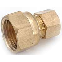Anderson Metals 750066-0406 Tubing Coupling, 1/4 x 3/8 in Compression x FIP, 300 psi, Brass