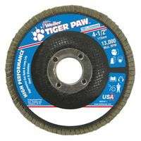 Tiger Paw Coated Abrasive Flap Discs,4 1/2",40 Grit,7/8 Arbor,Phenolic,13000 rpm