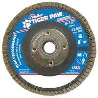 Tiger Paw Coated Abrasive Flap Discs, 4 1/2", 60 Grit, 5/8 Arbor, Phenolic Back