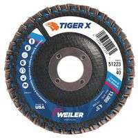 TIGER X Flap Disc, 4 1/2 in Flat, 40 Grit, 7/8 in Arbor