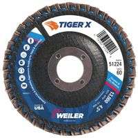 TIGER X Flap Disc, 4 1/2 in Flat, 60 Grit, 7/8 in Arbor