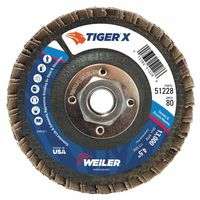 TIGER X Flap Disc, 4 1/2 in Flat, 80 Grit, 5/8 in - 11 Arbor