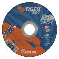 Tiger Zirc Thin Cutting Wheels, 4 1/2 in Dia, .045 Thick, 7/8 in Arbor, Grit 60