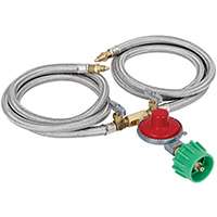 Bayou Classic M2HPH High-Pressure Hose and Regulator Kit, 1/8 in Male Orifice, 10 psi Regulating, Stainless Steel