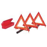 Triangle Warning Kit, 3 Triangles in Living Hinge Box, 18 in, Red/Hi-Vix Orange