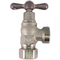 Arrowhead Brass 221CCLF Heavy-Duty Washing Machine Valve, 1/2 in Compression Inlet x 3/4 in Male Hose Connection, Satin