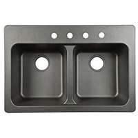 KINDRED FTB904BX Kitchen Sink, Top Mounting, Tectonite, Black