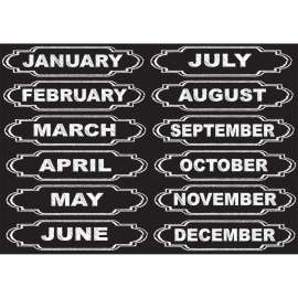 Die-Cut Magnets, Chalkboard Calendar Months, 12 Pieces