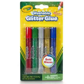Crayola Washable Glitter Glue, Bold, 5/pkg