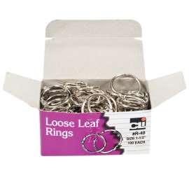 Loose Leaf Book Rings, 1-1/2", Box of 100