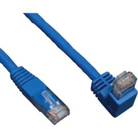 Tripp Lite 10ft Cat6 Gigabit Molded Patch Cable RJ45 Right Angle Down to Straight M/M Blue 10', Category 6 for Network Device, 10ft, 1 x RJ-45 Male Network, 1 x RJ-45 Male Network