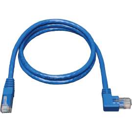 Tripp Lite 10ft Cat6 Gigabit Molded Patch Cable RJ45 Right Angle to Straight M/M Blue 10', Category 6 for Network Device, 10ft, 1 x RJ-45 Male Network, 1 x RJ-45 Male Network