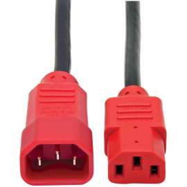 Tripp Lite 4ft Computer Power Cord Extension Cable C14 to C13 Red 10A 18AWG 4' - 10A, 18AWG (IEC-320-C14 to IEC-320-C13 with Red Plugs) 4-ft."
