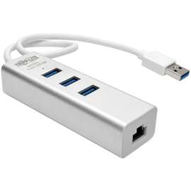 Tripp Lite USB 3.0 SuperSpeed to Gigabit Ethernet NIC Network Adapter w/ 3 Port USB Hub, USB 3.0, 1 Port(s), 1 x Network (RJ-45), Twisted Pair