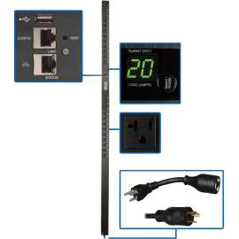 Tripp Lite PDU Monitored 1.9kW 120V, 24 5-15/20R, LX Platform Interface, 70in. 0URM Rackmount Vertical TAA - Monitored - NEMA L5-20P - 24 x NEMA 5-15/20R - 120 V AC - 1900 VA - 0U - Vertical - Rack Mount - TAA Compliant