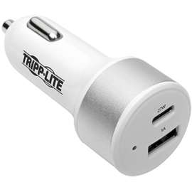 Tripp Lite USB Car Charger Dual-Port Quick Charge USB Type C & USB Type A - 32 W Output Power - 12 V DC Input Voltage - 3.6 V DC, 6.5 V DC, 5 V DC, 9 V DC, 12 V DC Output Voltage - 3 A Output Current - USB