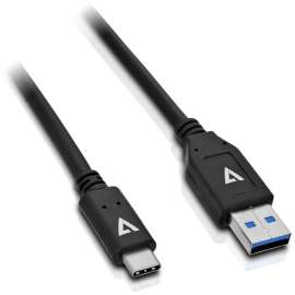 V7 Black USB Cable USB 3.1 A Male to USB-C Male 1m 3.3ft - 3.28 ft USB Data Transfer Cable - First End: 1 x USB Type A - Male - Second End: 1 x USB 3.1 Type C - Male - 10 Gbit/s - Shielding - 24/30 AWG - Black