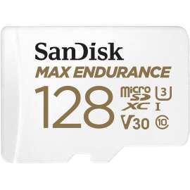 SanDisk MAX ENDURANCE 128 GB Class 10/UHS-I (U3) microSDHC, 1 Pack, 100 MB/s Read, 40 MB/s Write, 10 Year Warranty