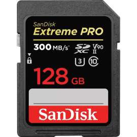 SanDisk Extreme PRO 128 GB Class 3/UHS-II (U3) V90 SDXC - 300 MB/s Read - 260 MB/s Write - Lifetime Warranty