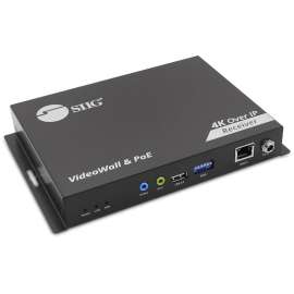 SIIG 4K 60Hz 18Gbps HDMI over IP Matrix - Decoder (RX) 394ft TAA Compliant - Receives 4K@60Hz HDMI signal up to 394Ft (120m) over a single Cat6/7 cable - DIP Switch - AV Over IP - PoE - One-to-One / One-to-Many / N to M Multi-casting - 5x5 Video Wal