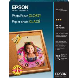 Epson Glossy Photo Paper, 89 Brightness, 96% Opacity, Letter, 8 1/2" x 11"