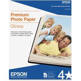 Epson Glossy Photo Paper, 92 Brightness, 97% Opacity11" x 14", 68 lb Basis Weight, High Gloss