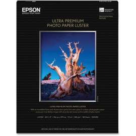 Epson Ultra Premium Luster Photo Paper, 97 Brightness, 97% Opacity, Letter, 8 1/2" x 11"