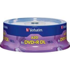 Verbatim DVD+R DL 8.5GB 8X with Branded Surface, 15pk Spindle