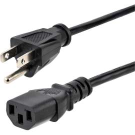 StarTech.com 3ft (1m) Computer Power Cord, NEMA 5-15P to C13, 10A 125V, 18AWG, Black Replacement AC PC Power Cord, TV/Monitor Power Cable, 3ft (1m) 18AWG flexible computer power cable w/ NEMA 5-15P and IEC 60320 C13 connectors; Rated for 125V 10A; UL list