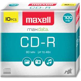 Maxell CD Recordable Media, CD-R, 40x, 700 MB, 10 Pack Slim Jewel Case
