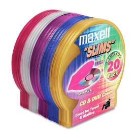 Maxell CD-355 Jewel Cases, Jewel Case, Book Fold, Plastic, Blue, Brown, Gold, Red, Teal