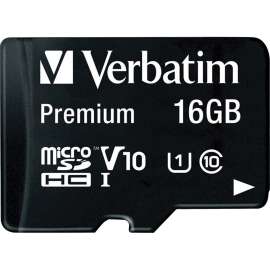 Verbatim 16GB Premium microSDHC Memory Card with Adapter, UHS-I V10 U1 Class 10, 16GB